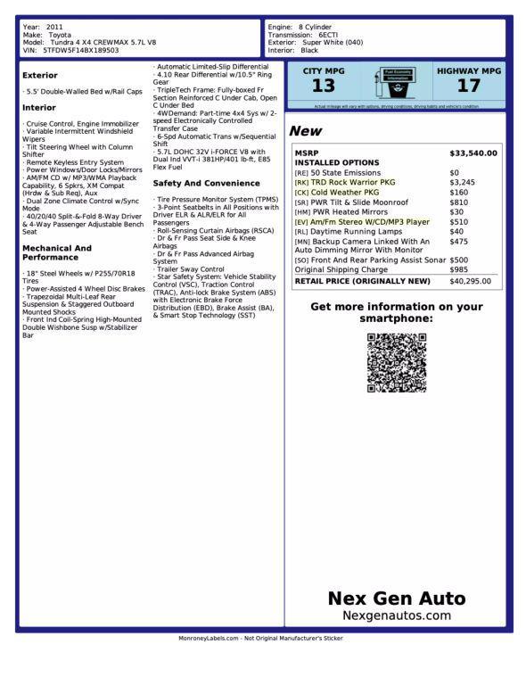 used 2011 Toyota Tundra car, priced at $16,980