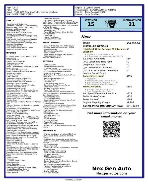 used 2015 Ram 1500 car, priced at $11,980