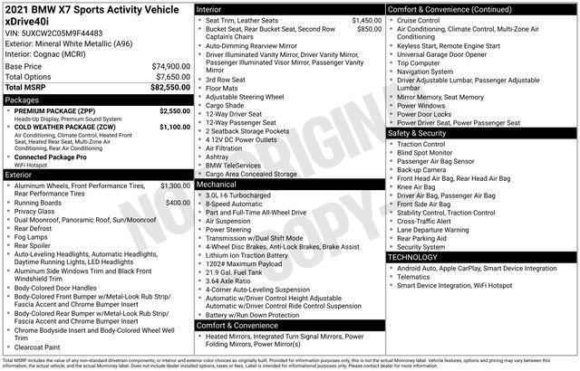 used 2021 BMW X7 car, priced at $44,791