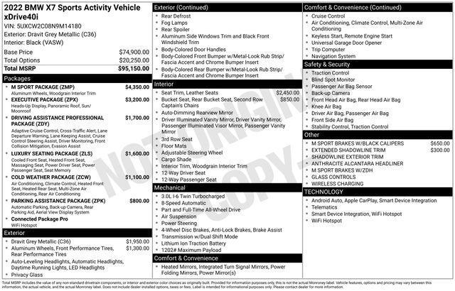 used 2022 BMW X7 car, priced at $57,999
