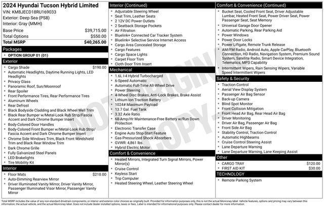 used 2024 Hyundai TUCSON Hybrid car, priced at $35,191