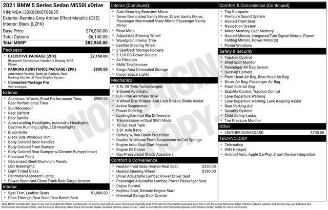 used 2021 BMW M550 car, priced at $54,991