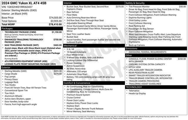 used 2024 GMC Yukon XL car, priced at $76,491
