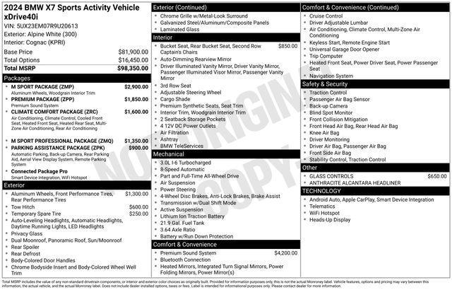 used 2024 BMW X7 car, priced at $69,991