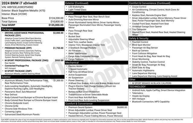 used 2024 BMW i7 car, priced at $86,791
