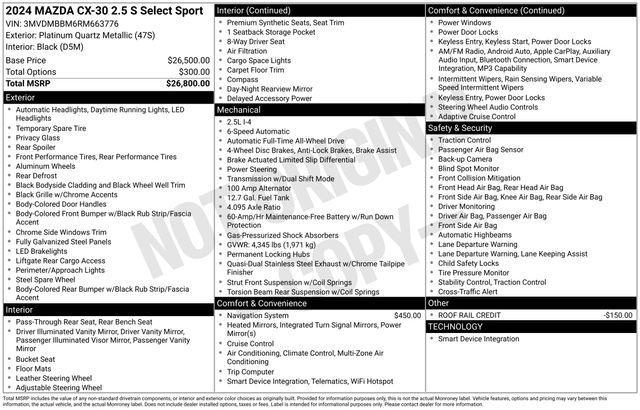 used 2024 Mazda CX-30 car, priced at $22,100