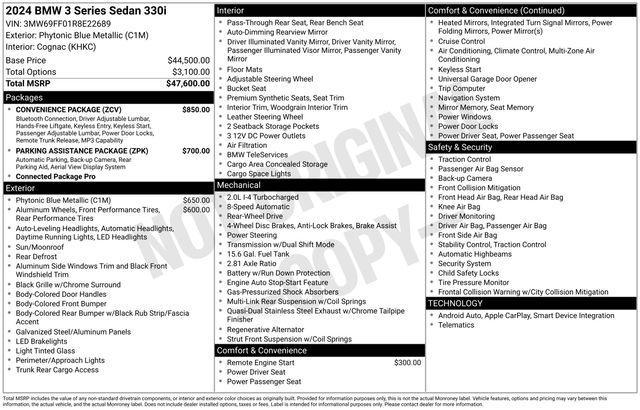 used 2024 BMW 330 car, priced at $43,991