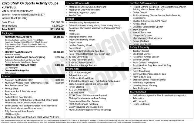 used 2025 BMW X4 car, priced at $57,191