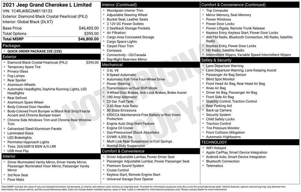 used 2021 Jeep Grand Cherokee L car, priced at $29,690