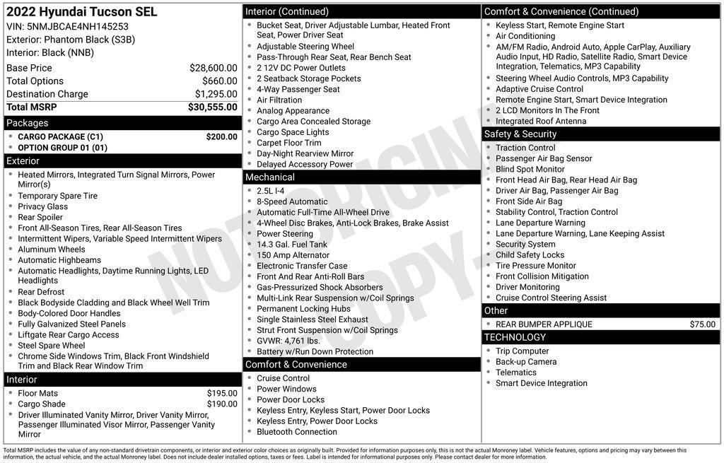 used 2022 Hyundai Tucson car, priced at $21,590