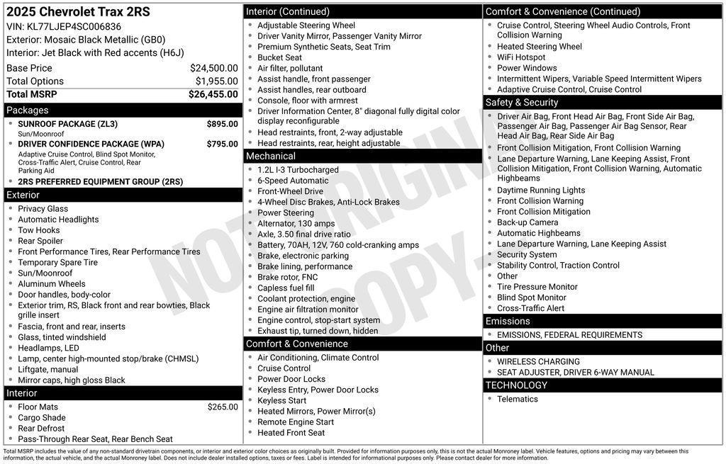 used 2025 Chevrolet Trax car, priced at $23,950