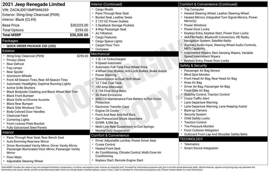 used 2021 Jeep Renegade car, priced at $19,490
