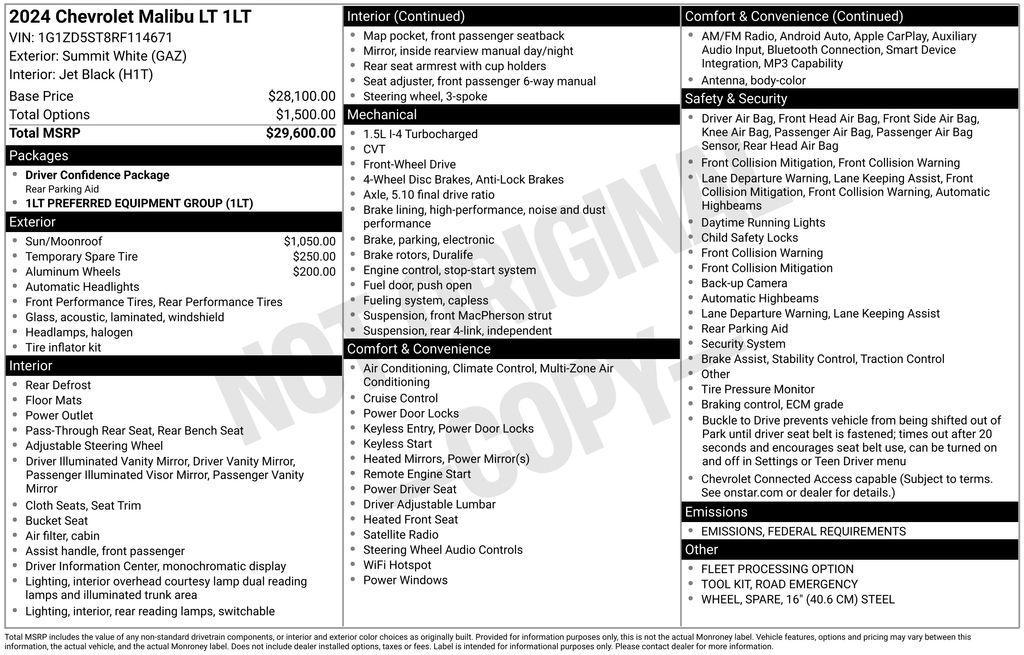 used 2024 Chevrolet Malibu car, priced at $19,375