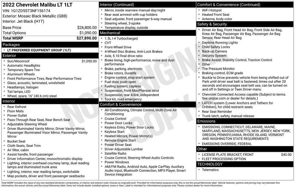 used 2022 Chevrolet Malibu car, priced at $17,490