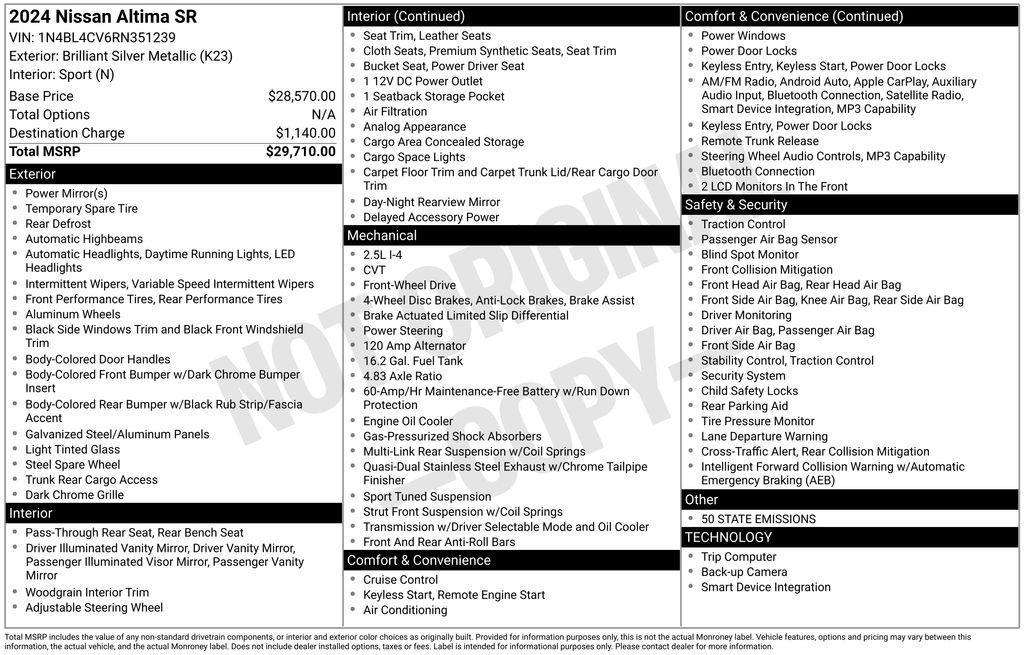used 2024 Nissan Altima car, priced at $23,790