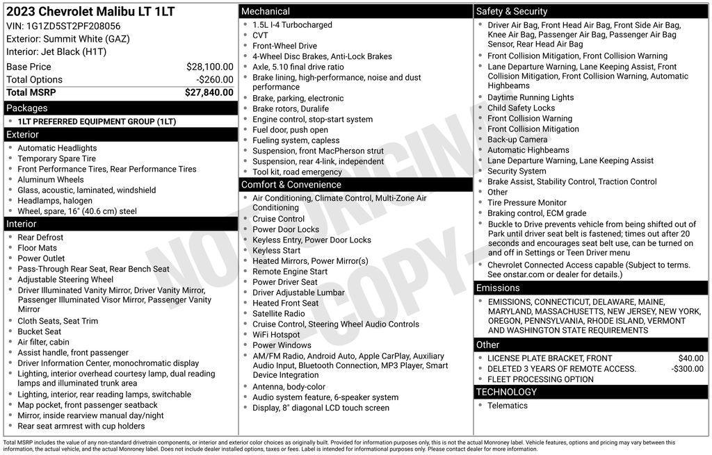 used 2023 Chevrolet Malibu car, priced at $17,190