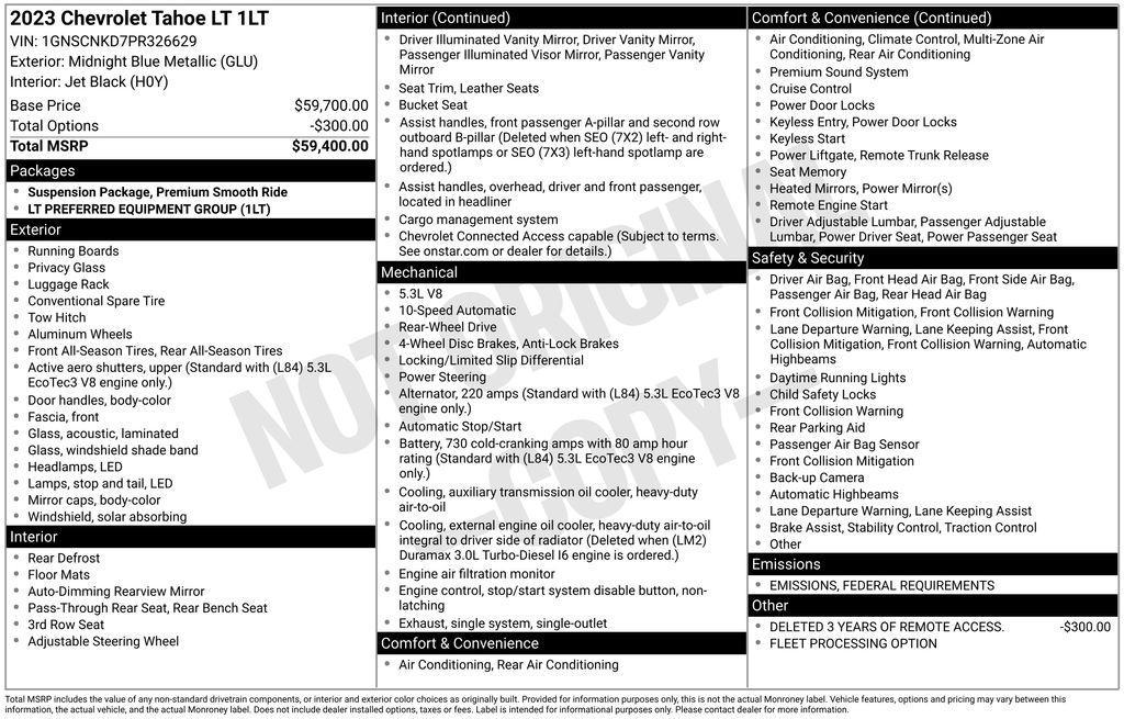 used 2023 Chevrolet Tahoe car, priced at $43,490
