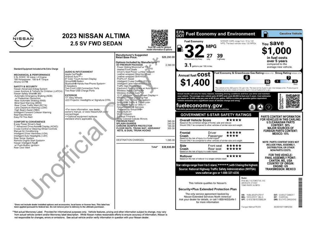 used 2023 Nissan Altima car, priced at $23,950