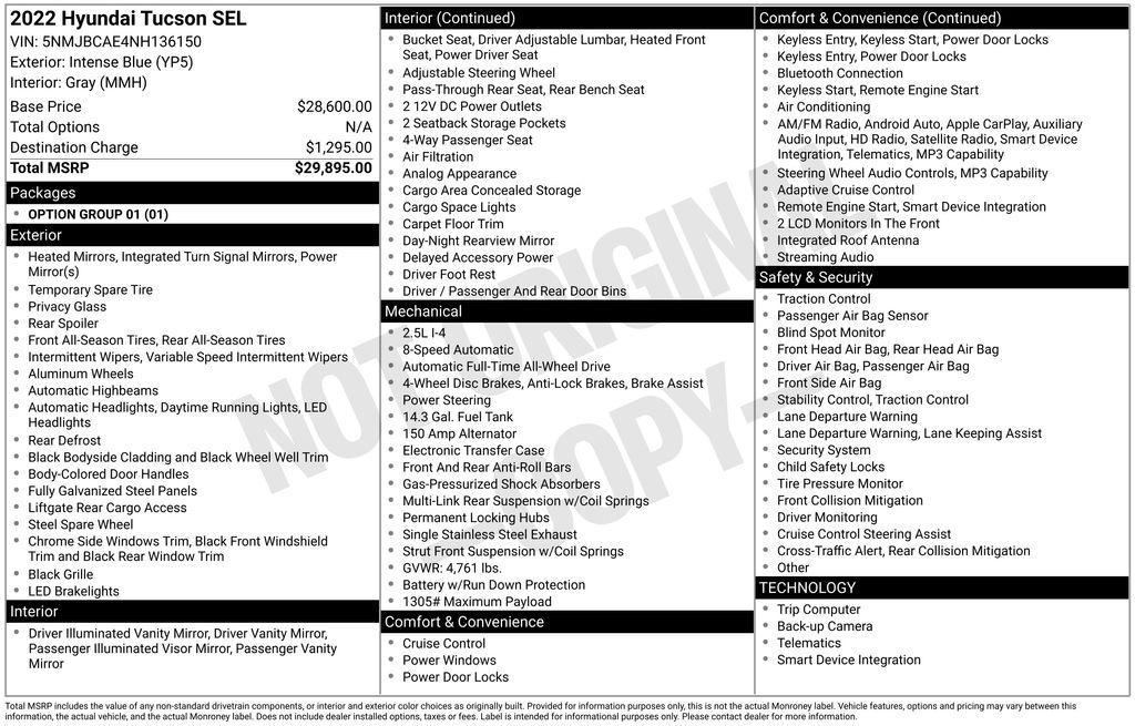 used 2022 Hyundai Tucson car, priced at $22,490
