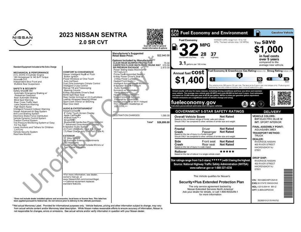 used 2023 Nissan Sentra car, priced at $22,290