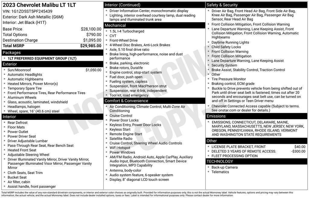 used 2023 Chevrolet Malibu car, priced at $17,275