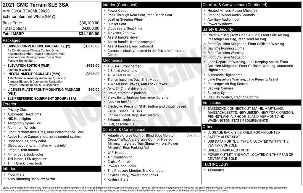 used 2021 GMC Terrain car, priced at $20,690