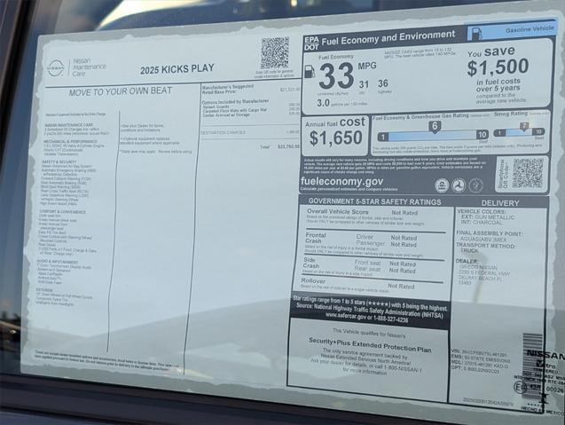 new 2025 Nissan Kicks car, priced at $22,334
