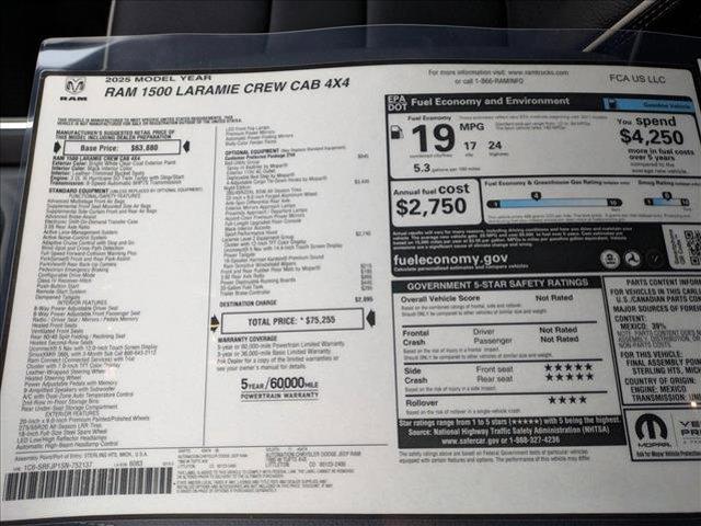 new 2025 Ram 1500 car, priced at $66,610