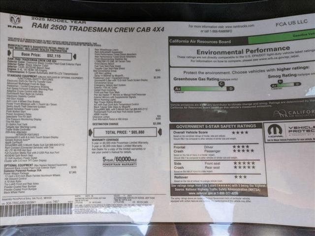 new 2025 Ram 2500 car, priced at $60,272