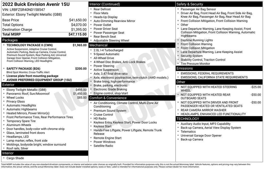 used 2022 Buick Envision car, priced at $28,121