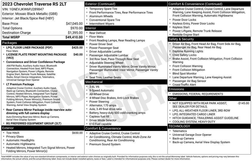 used 2023 Chevrolet Traverse car, priced at $38,766