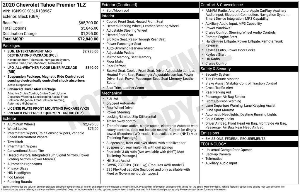 used 2020 Chevrolet Tahoe car, priced at $37,213