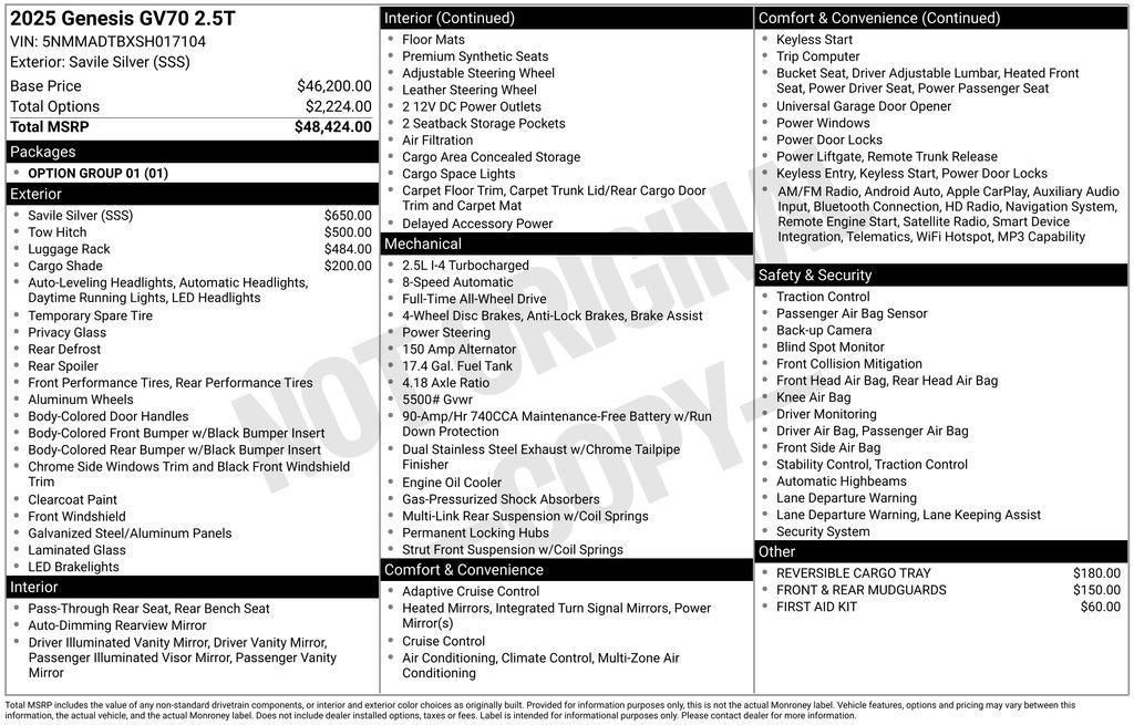 used 2025 Genesis GV70 car, priced at $45,247