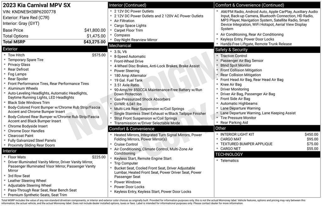 used 2023 Kia Carnival car, priced at $37,665