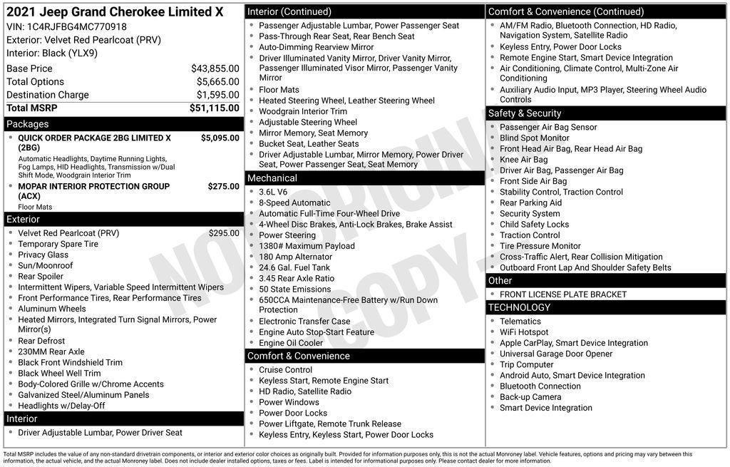 used 2021 Jeep Grand Cherokee car, priced at $28,969