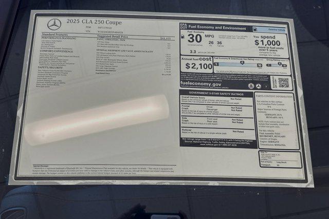 new 2025 Mercedes-Benz CLA 250 car, priced at $51,675