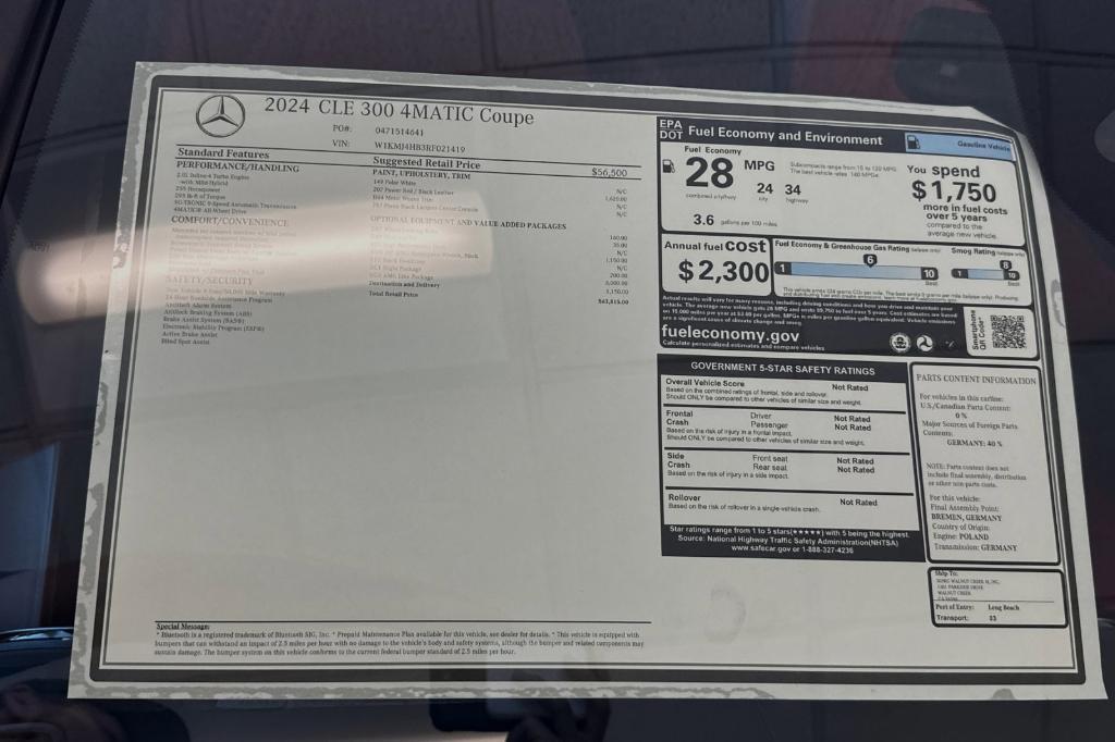 new 2024 Mercedes-Benz CLE 300 car, priced at $63,815