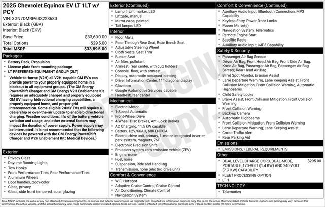 new 2025 Chevrolet Equinox EV car, priced at $33,290