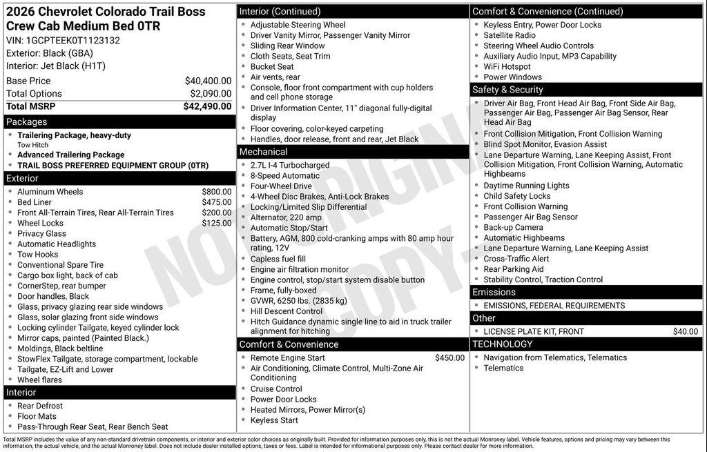 new 2026 Chevrolet Colorado car, priced at $41,351