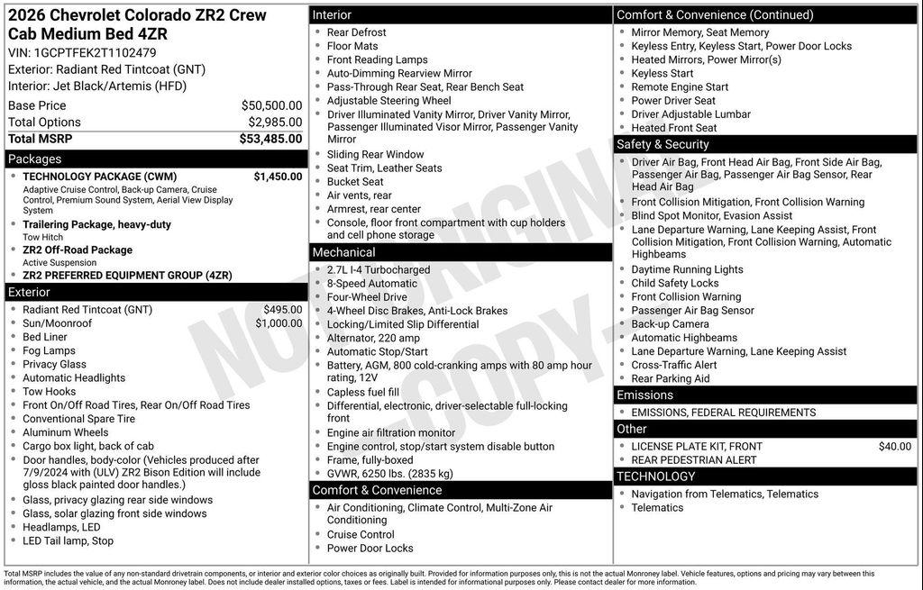 new 2026 Chevrolet Colorado car, priced at $52,091