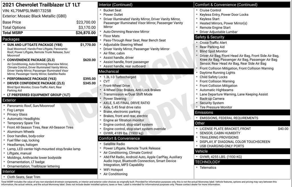 used 2021 Chevrolet TrailBlazer car, priced at $19,977