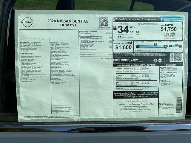 new 2024 Nissan Sentra car, priced at $23,655