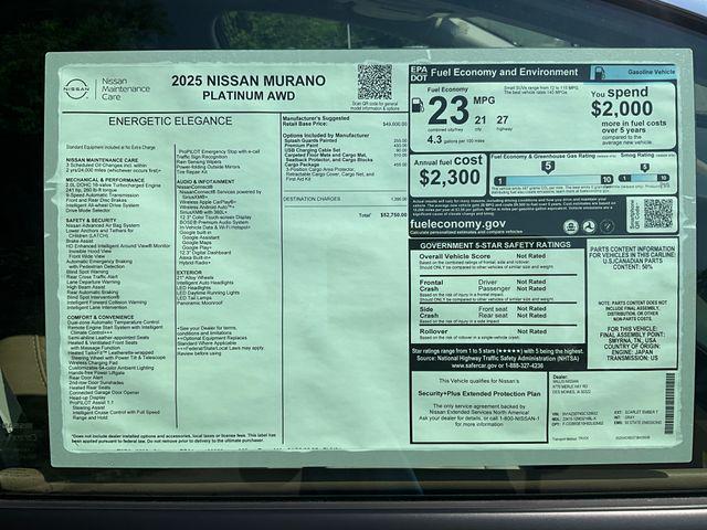 new 2025 Nissan Murano car, priced at $50,911