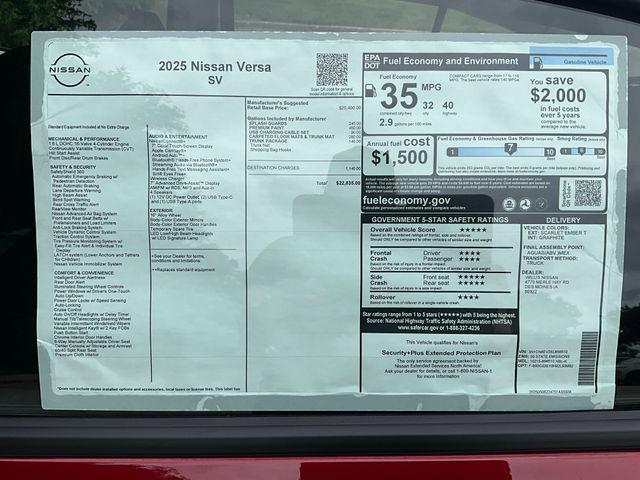 new 2025 Nissan Versa car, priced at $22,138