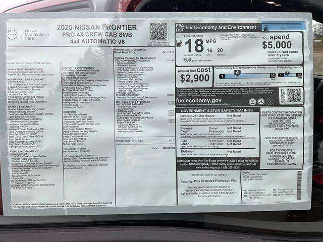 new 2025 Nissan Frontier car, priced at $47,837