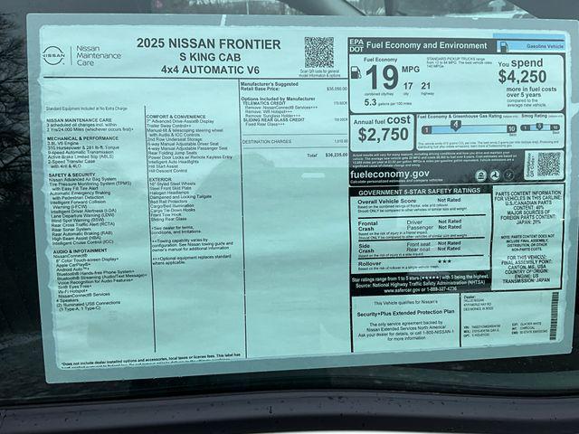 new 2025 Nissan Frontier car, priced at $36,235