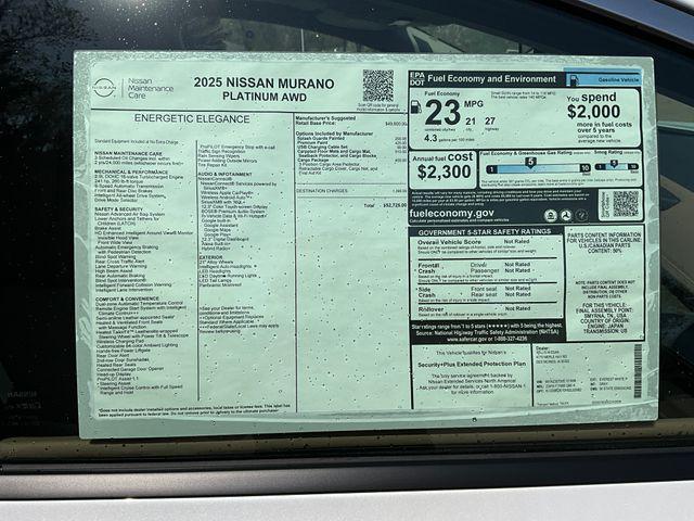 new 2025 Nissan Murano car, priced at $52,725