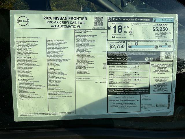 new 2026 Nissan Frontier car, priced at $48,725