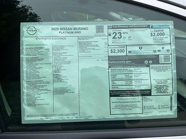 new 2025 Nissan Murano car, priced at $50,583