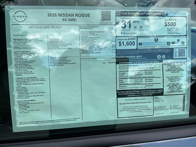 new 2026 Nissan Rogue car, priced at $34,215